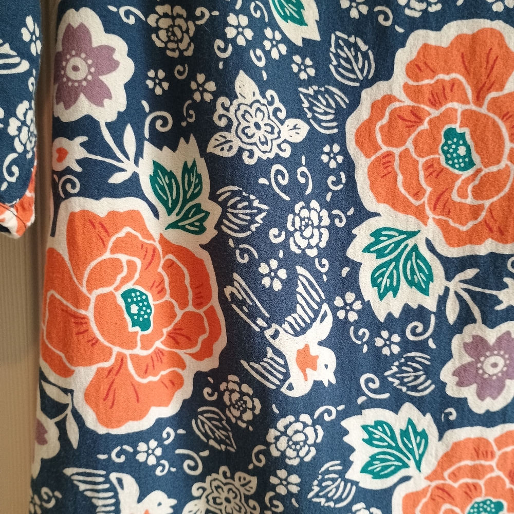 Old Navy XS Blue‎ Floral Print Shift Dress Lined Cotton Blend Boho Cottagecore - Picture 7 of 15